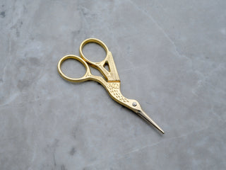 Crane Shaped Gold-Tone Scissors