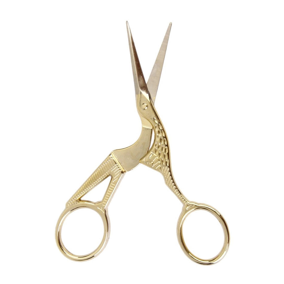 Crane Shaped Gold-Tone Scissors