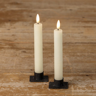 Set of 2 – 7.25" 3D Flame Cream Shimmer Taper Candles
