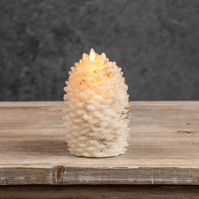 LED Ivory Pinecone Moving Flame Candle - Choose Size