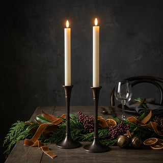 Set of 2 – 9.5" 3D Flame Cream Shimmer Taper Candles