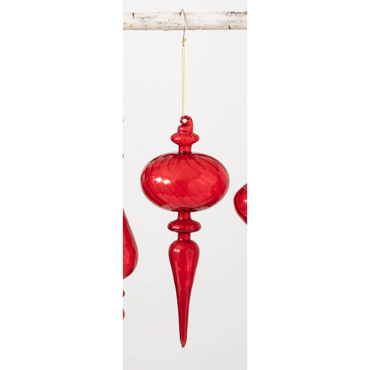 Red Glass Finial Ornament - Choose Style