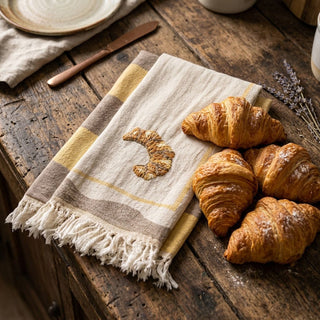Hand Stitched Kitchen Towel Set - Croissant
