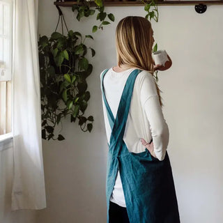 Organic Material Cross Back Apron - Choose Color