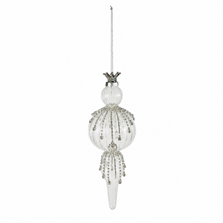 Glass Finial Ornament with Faux Crystal Icicles – Choose Style