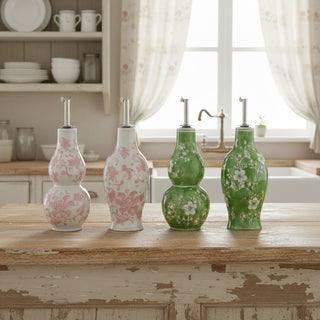 Hand-Painted Stoneware Oil Cruet