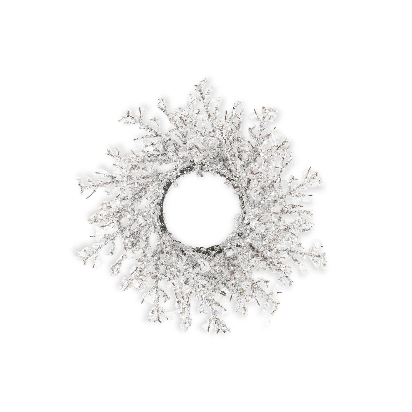 12.5" Iced Crystal Candle Ring Wreath