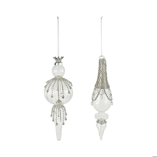 Glass Finial Ornament with Faux Crystal Icicles - Choose Style