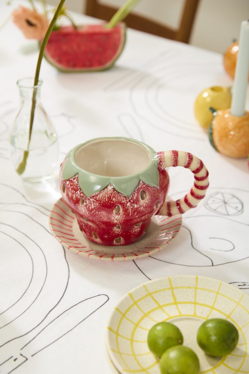 Strawberry Mug and Saucer