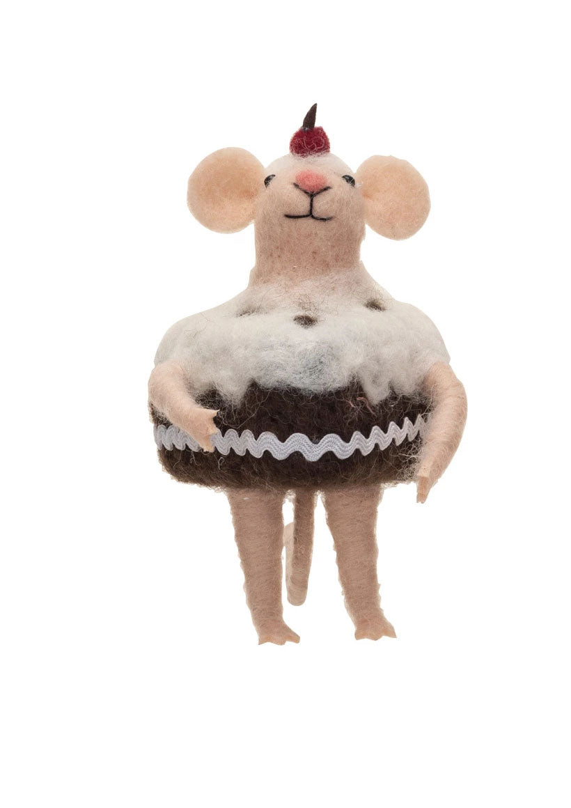 Felt Piece of Cake Mouse Ornament