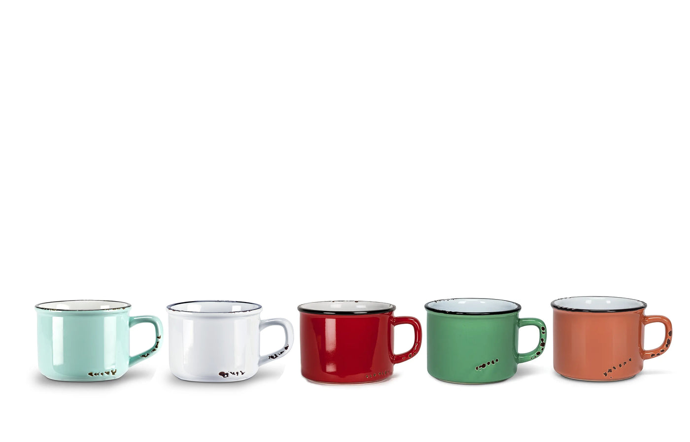 8oz Enamel Look Stoneware Cup - Choose From 5 Different Colors