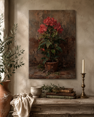 Rustic Red Rhododendrons Canvas Wall Art - Choose Size