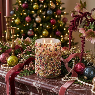Winter Berry Beaded Votive Candle
