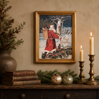 Vintage Style Santa Post Card Framed Print - Choose Style