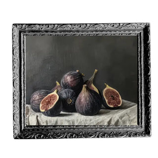 Vintage Style Seasonal Fig Art in French Black Mould Framed Art