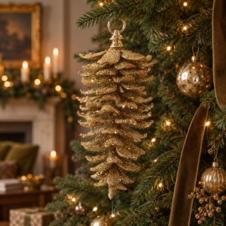 Gold Glitter Pinecone Ornament
