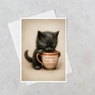 Support Your Local Coven Black Cat Greeting Card