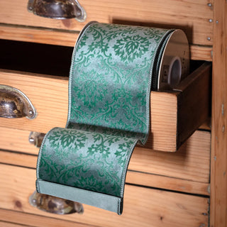 5 Yards Damask Celadon Velvet Ribbon