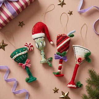 Handmade Felt Holiday Cocktail Ornament - Choose Style
