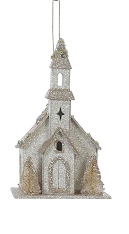 Vintage Style LED Paper Church Ornament with Sisal Trees - Choose Style