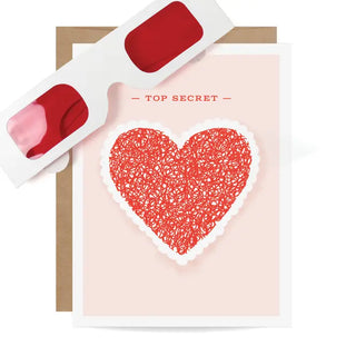 Valentines Day Note Card - Decoder Card - Top Secret Heart