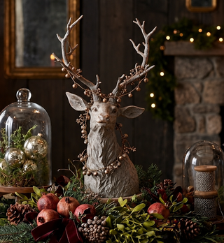 28" Gray Washed Woodgrain Resin Deer Bust