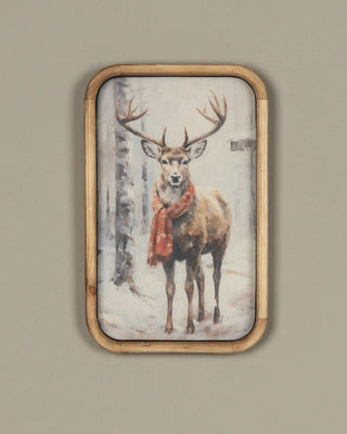 Bundled Up Deer Framed Print on Metal