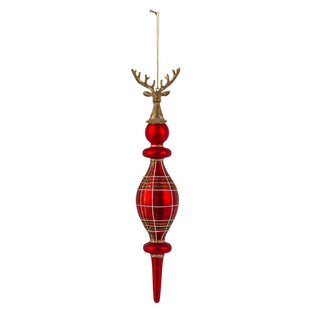 Plaid Glass Deer Finial Ornament - Choose Style