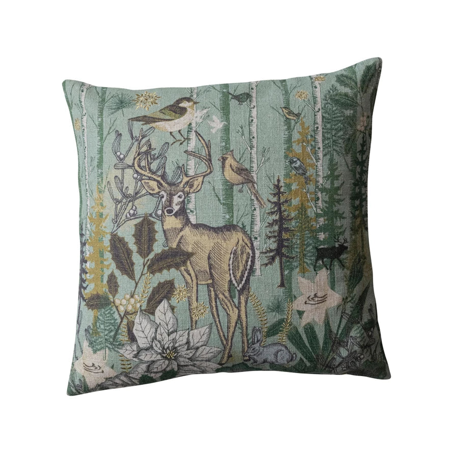 20" The Forest At Night Embroidered Pillow