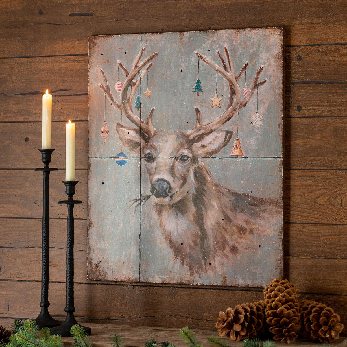 Holiday Deer Iron Wall Plaque