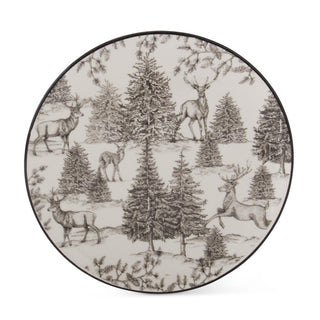 8" Black and White Toile Deer Plate