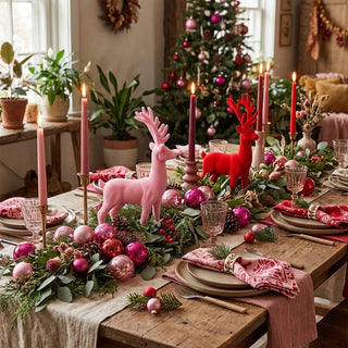 11.5" Flocked Reindeer - Choose Red or Pink