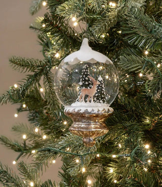 6.75" Snow-Topped Globe with Deer Ornament