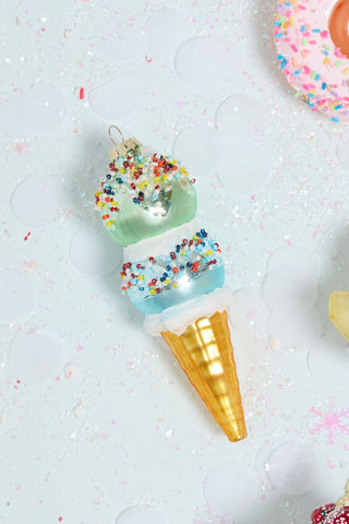 Ice Cream Cone Glass Ornament