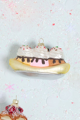 Banana Split Sundae Glass Ornament