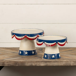 Set of 2 Weathered Patriotic Dessert Stands