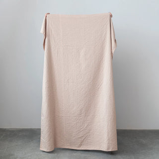 Kantha Stitch Velvet Pink Throw Blanket