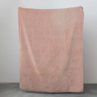 Kantha Stitch Velvet Pink Throw Blanket