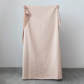 Kantha Stitch Velvet Pink Throw Blanket