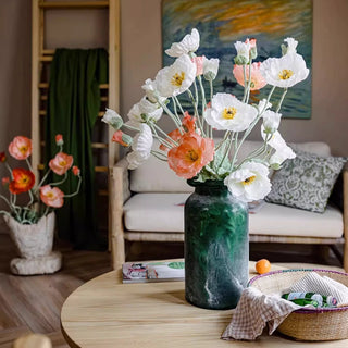 41" White Poppy Flower Stem