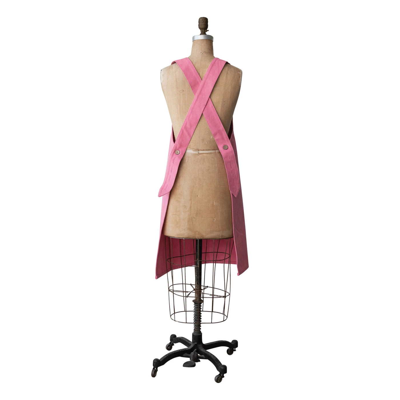 Cotton Canvas Cross Back Garden Apron - Pink