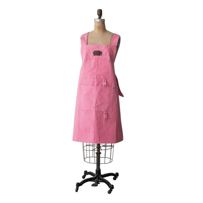 Cotton Canvas Cross Back Garden Apron - Pink