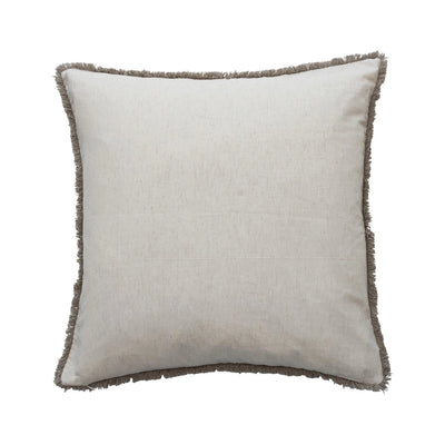 24" Cotton Velvet Printed Pillow with Fringe