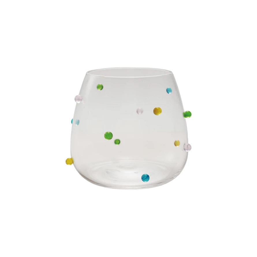 Handmade Drinking Glass with Raised Dots - Choose Size