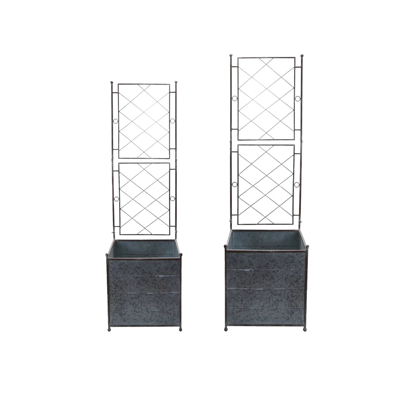 Set of 2 Trellis Metal Planters