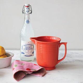 Orange Stoneware Ribbed Pitcher