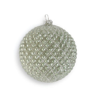 6.25" Gold Glitter Glass Diamond Embossed Round Ornament