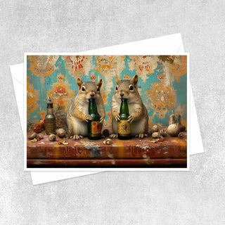Squirrels Drinking Party - Note Card