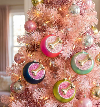 Glitterville Pink Puppy Dog Bowl Ornament - Choose Color