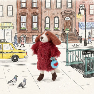 Felt Dog with Faux Fur Coat and Purse